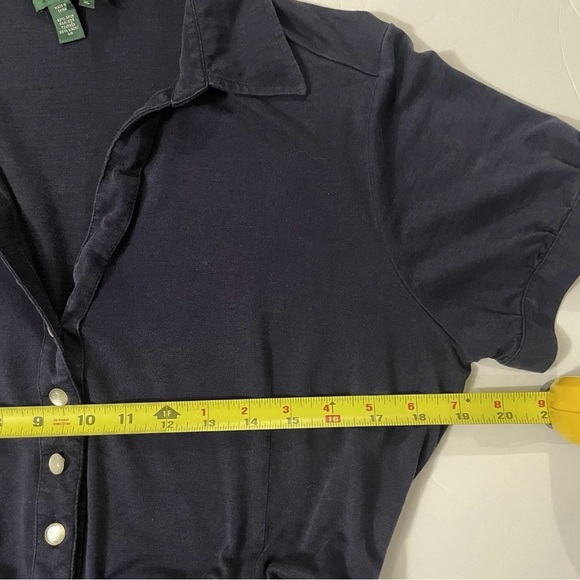 Ralph Lauren LRL Women’s XL Navy Shirt Dress Belted Button Front Midi - Picture 6 of 6